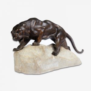 Bronze Tiger on a Rock by James Andrey