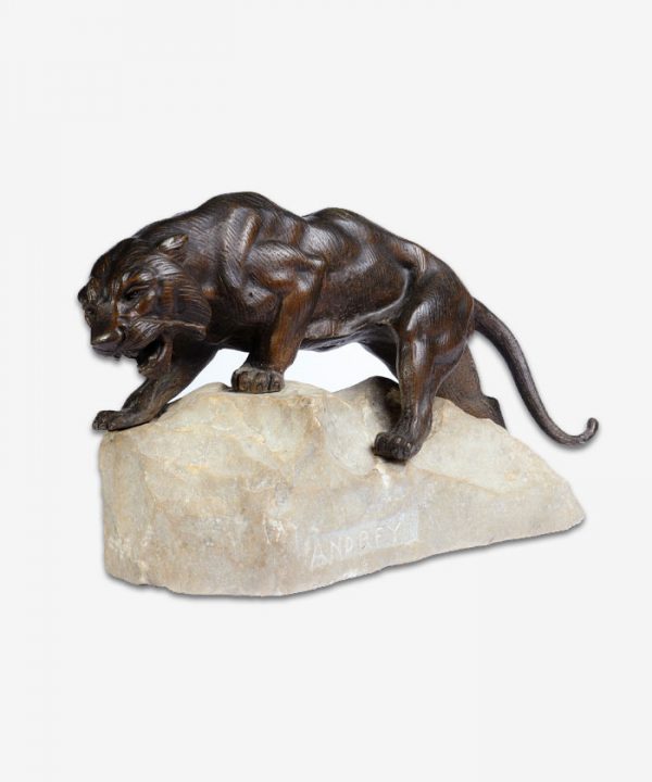 Bronze Tiger on a Rock by James Andrey