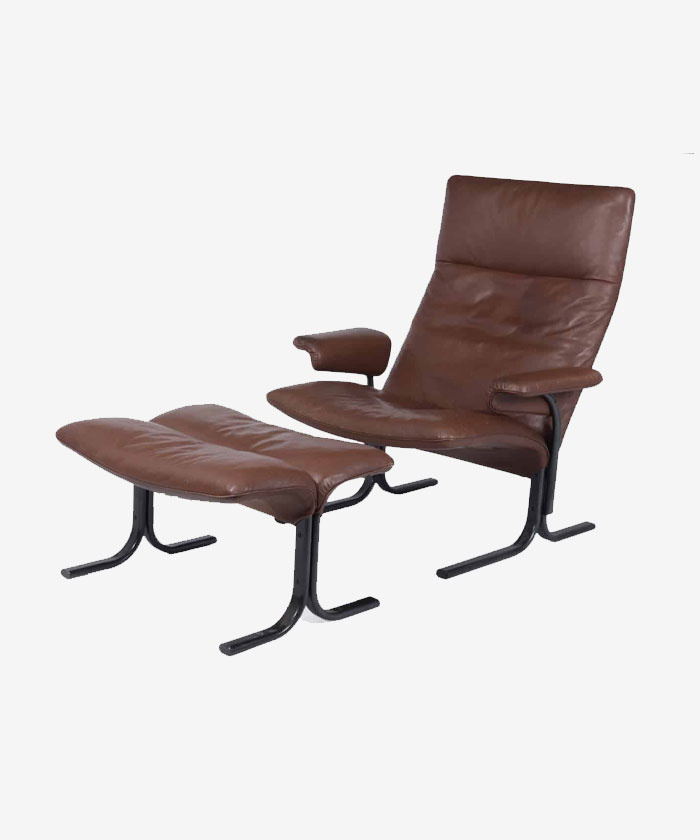 De Sede Lounge Chair And Footstool Set Model DS 2030 C1980s