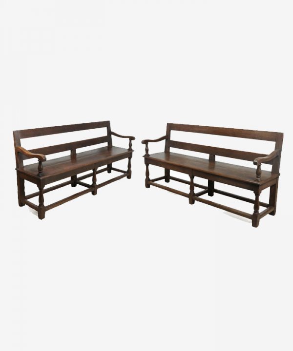 Pair of French Oak Benches Late 19th Century
