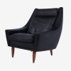 Mid Century Modern Danish Black Leather chair c1960