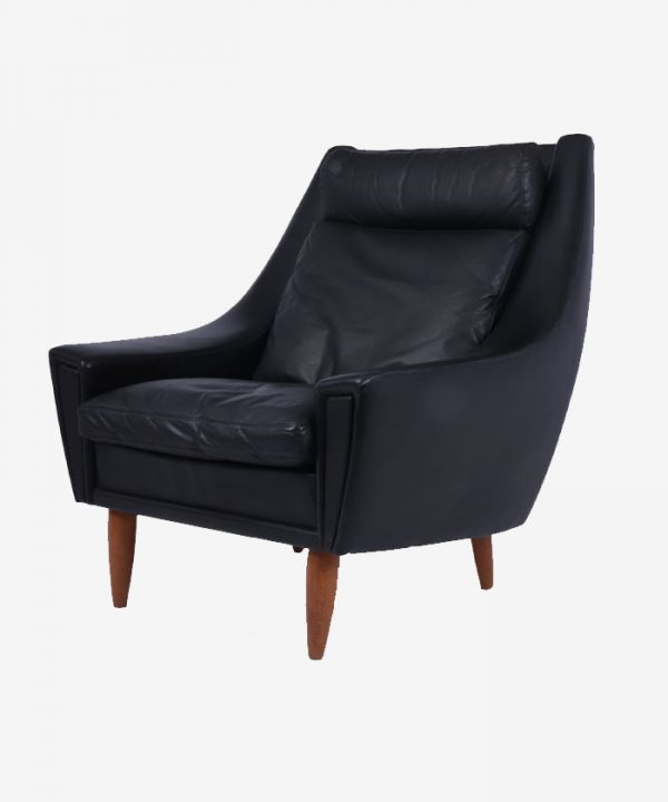 Mid Century Modern Danish Black Leather chair c1960