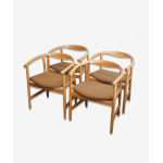 PP 203 DINING CHAIR IN OAK WITH WENGE INLAY BY HANS J. WEGNER FOR PP MOBLER
