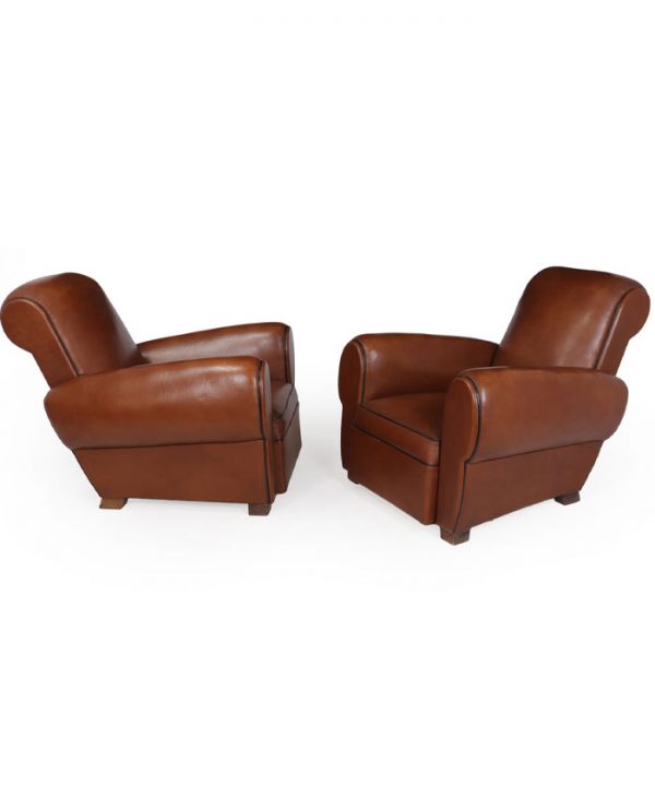 Pair of French Leather Club Chairs c1940