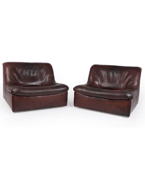 Pair of De Sede DS46 Armchairs in thick Buffalo Leather c1970