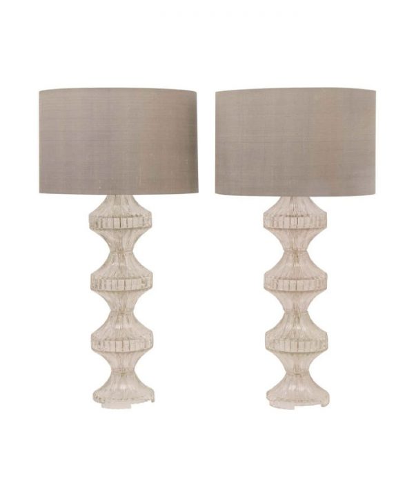 PAIR OF 1960S ITALIAN GLASS TABLE LAMPS INC SHADES