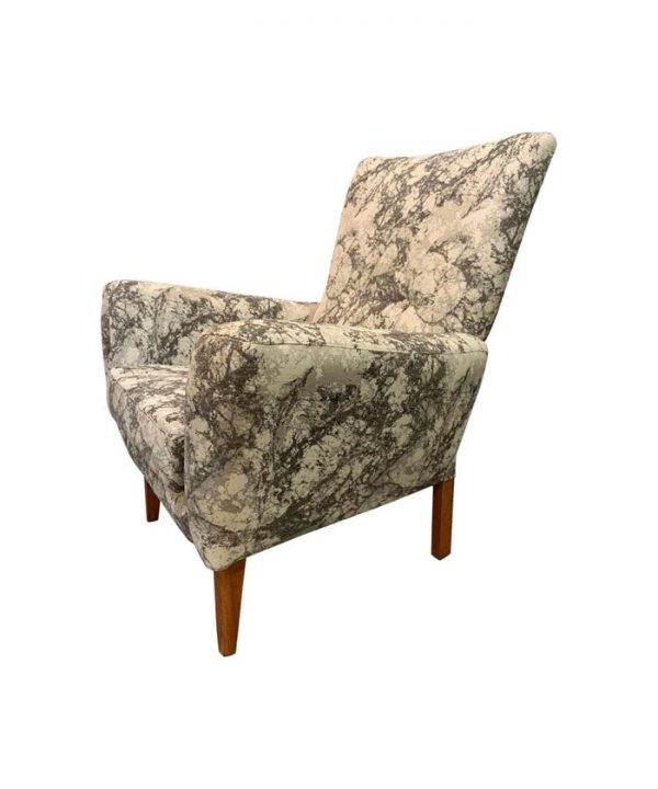 1950s-british-armchair in marble effect fabric
