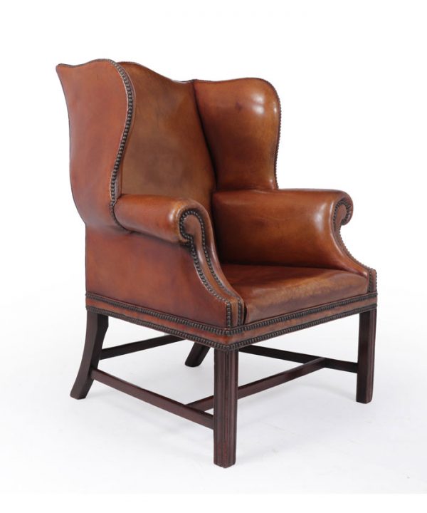 Antique Leather Wing Chair c1930