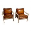 Pair of Børge Mogensen Slatted Oak and Leather Armchairs