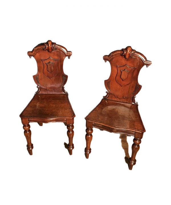 Pair of Victorian Mahogany Hall Chairs 318