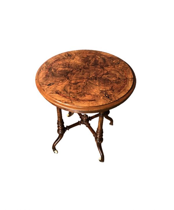 Victorian Burr Walnut & Marquetry Occasional Table