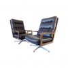 Eugen Schmidt set of 2 black leather armchairs for Soloform
