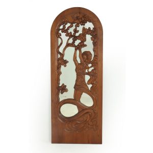 Art Nouveau Carved Oak Tall Mirror C1910