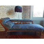 Art Nouveau Antique Chaise in Botanic Blue
