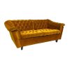 Vintage Yellow Buttoned Velvet Two Seater Sofa