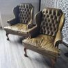 Pair of Leather Wing Chairs