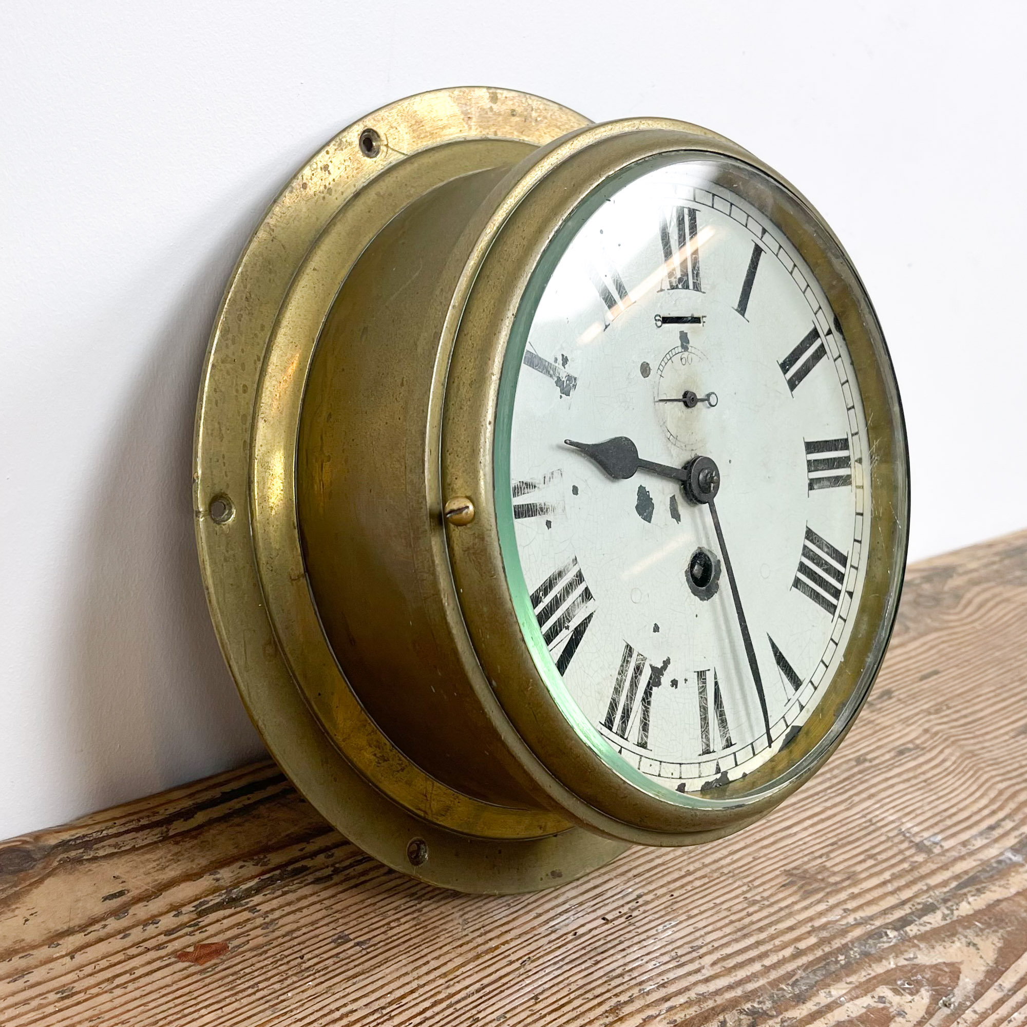 Antique brass navy ship clock - Hunt Vintage