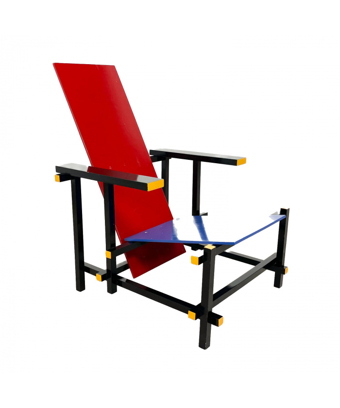 Vintage Gerrit Rietveld Style Red and blue chair