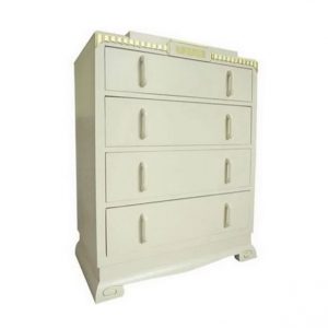 Art Deco Chest Of Drawers, 1930s, Painted Cream And Gold