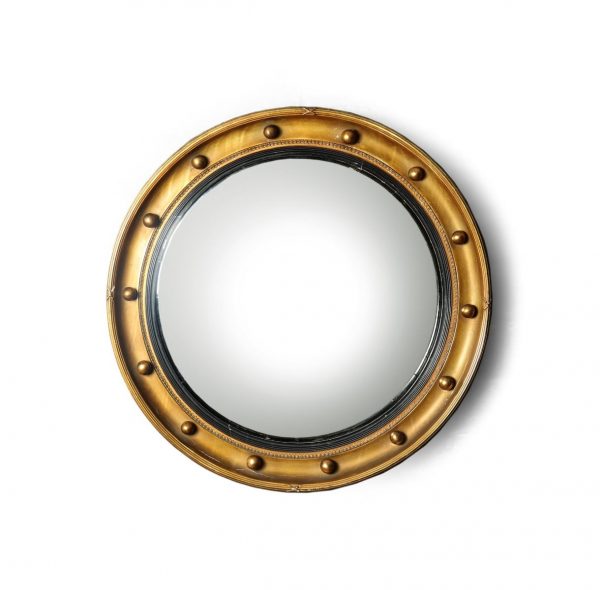 Regency Style Convex Parcel Gilt Mirror