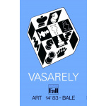 1983 Victor VASARELY Chess Blue Screenprint Poster