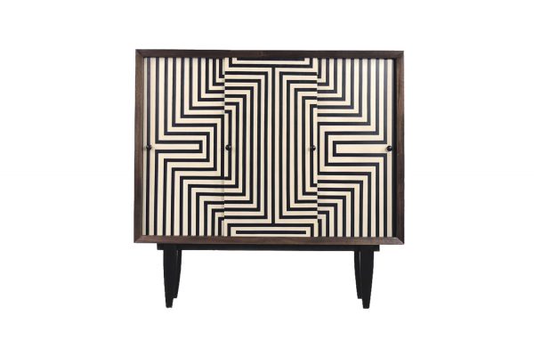 Scandinavian Mid-Century Modern Cabinet with Hand-Painted Pattern, 1960s