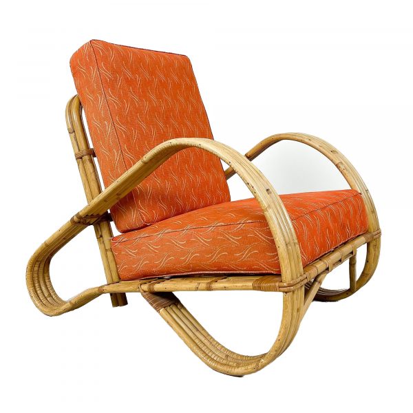 Vintage rattan lounge chair Paul Frankl style by Rohe Noordwolde
