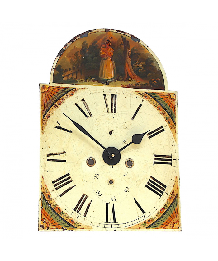 Grandfather Clock Hand Painted Dial 19th Century Longcase