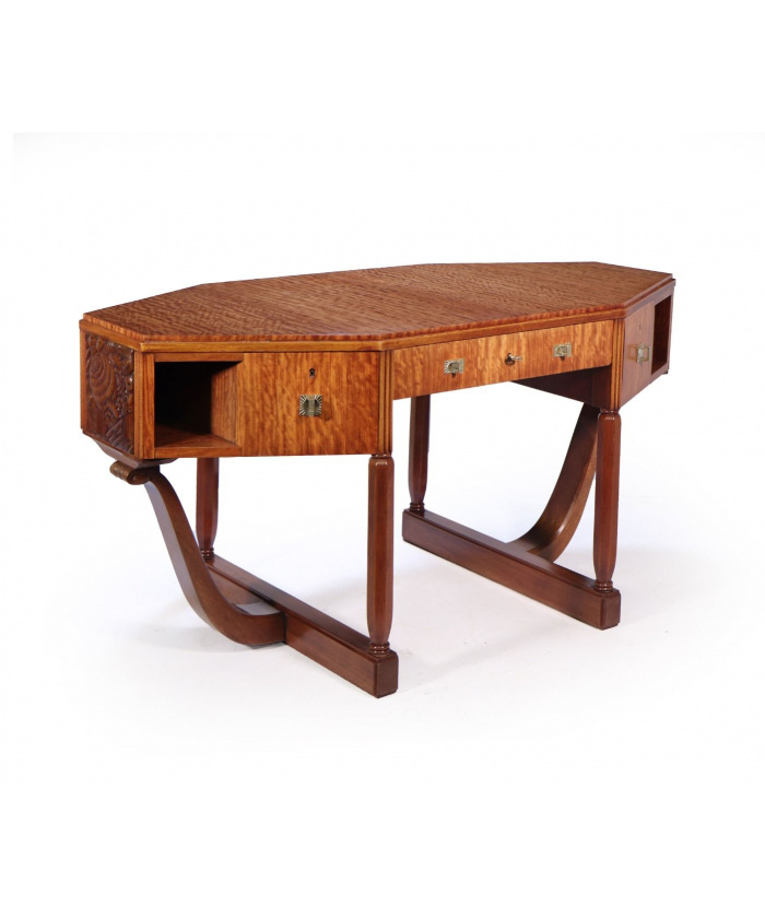 French Art Deco Desk In Satinwood By Maurice Dufrene