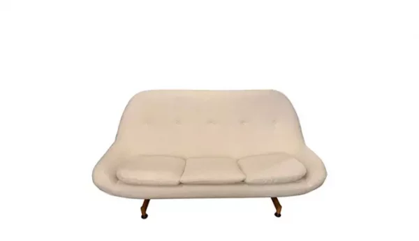 1960s Greaves And Thomas Egg Sofa In White Boucle Fabric