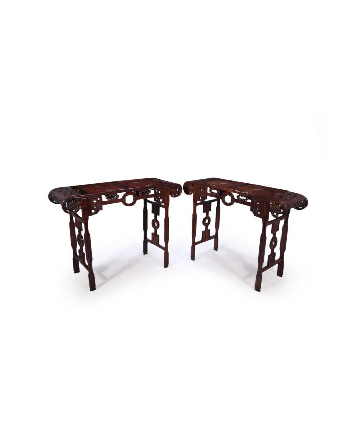 Pair of Chinese Hardwood Console Tables