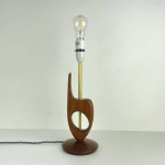 Vintage Teak & Brass Table Lamp