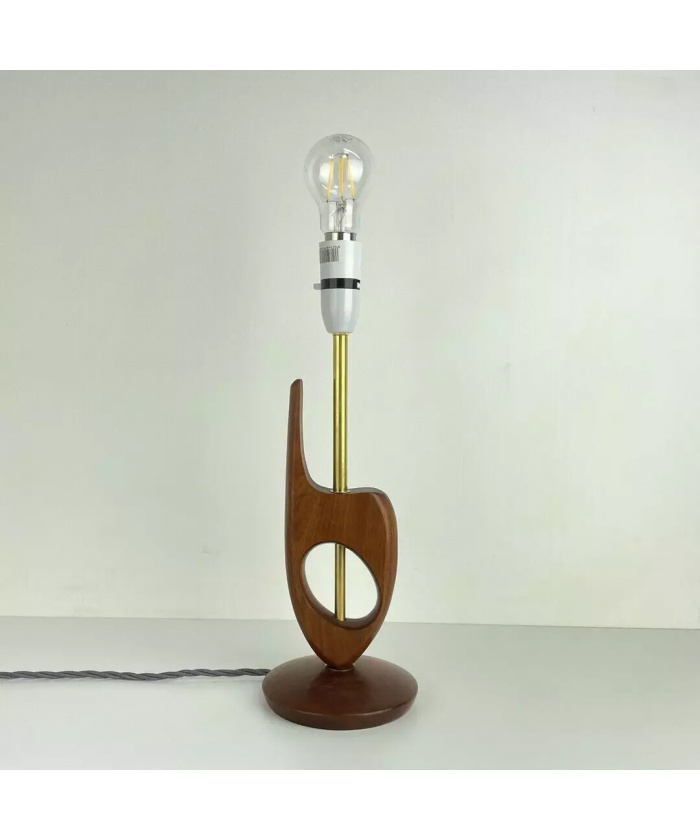 Vintage Teak & Brass Table Lamp