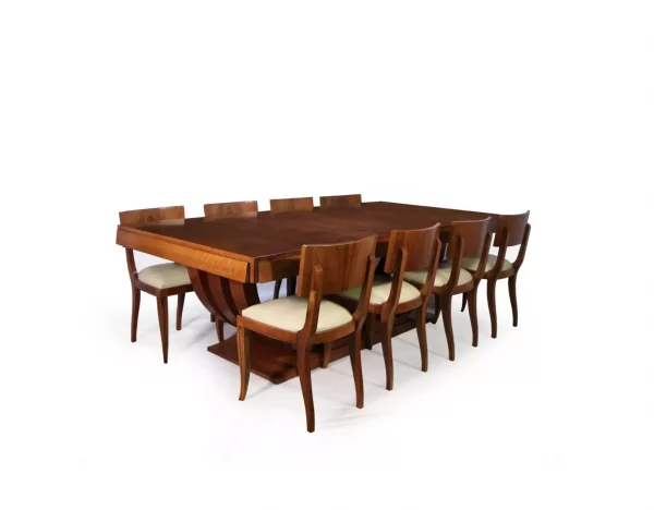 Art Deco Dining Table & Eight Chairs By Jean Royere For Gouffe Paris