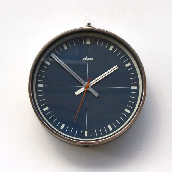 Vintage Blue Dial Wall Clock, 1970s