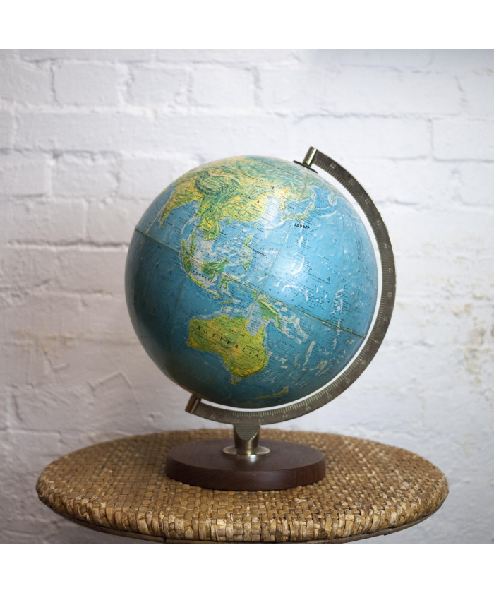 Vintage Globe On Wooden Base By George Philips & Sons