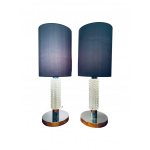 Pair Of 1970s Richard Essig Chrome & Glass Table Lamps