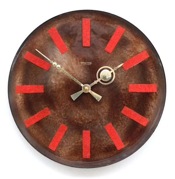 Large Enamelled Disc Wall Clock, 1970s