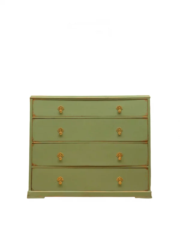 Antique Green Painted Chest Of Drawers