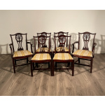 Beautiful Set Of 6 Victorian Chippendale Style Dining Chairs