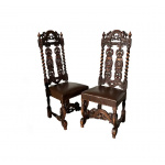 Exquisite Pair Of Highly Decorated High Backs Georgian Hall Chairs