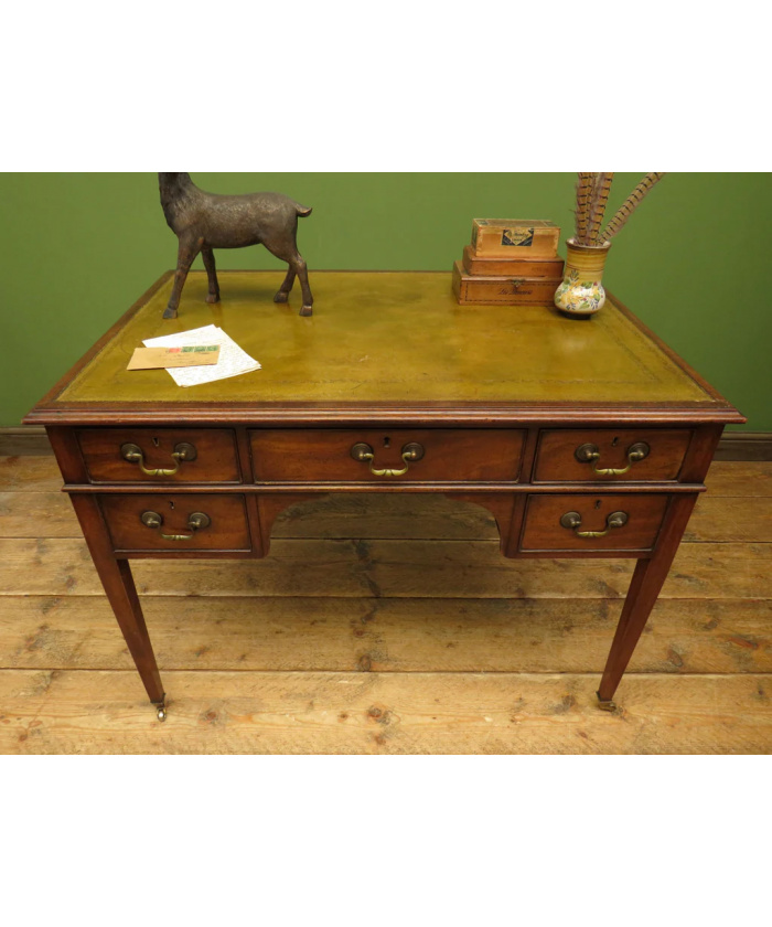Antique 20th Century Mahogany Library Table Writing Desk With