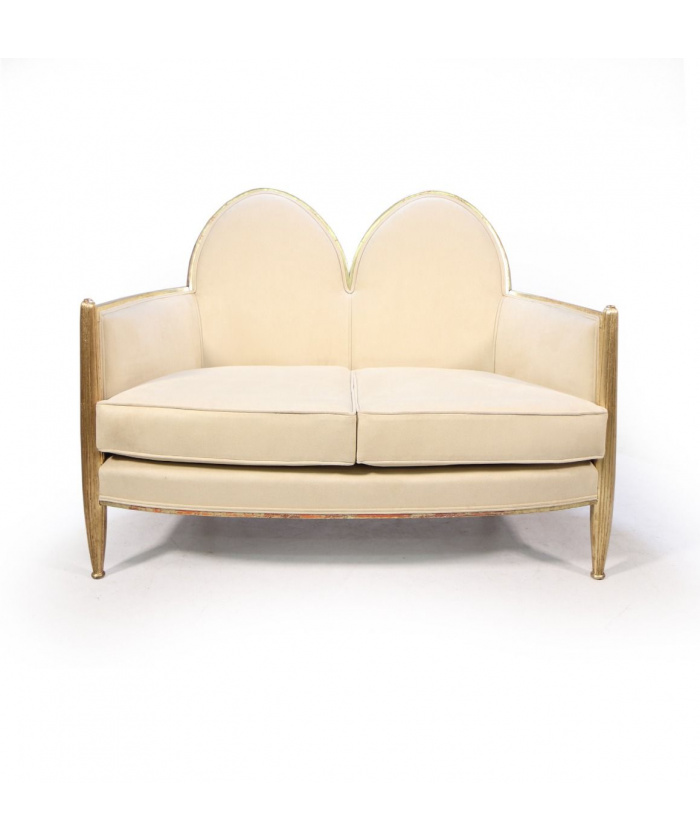French Art Deco Sofa In Parcel Gilt Wood