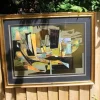 Large Abstract Gold Leaf Mixed Media Lithograph