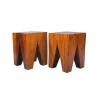 Pair Of Solid Wood Tree Root Stool / Side Tables, 1980s