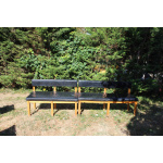 Pair Of Vintage Scandi Beech And Black Leather Benches