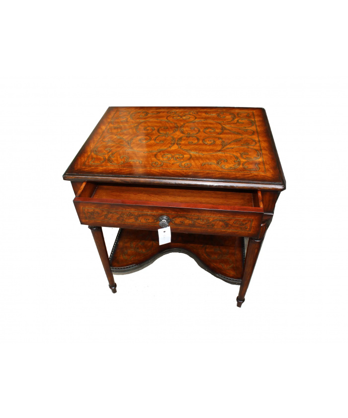 Theodore Alexander Walnut Marquetry Side Table
