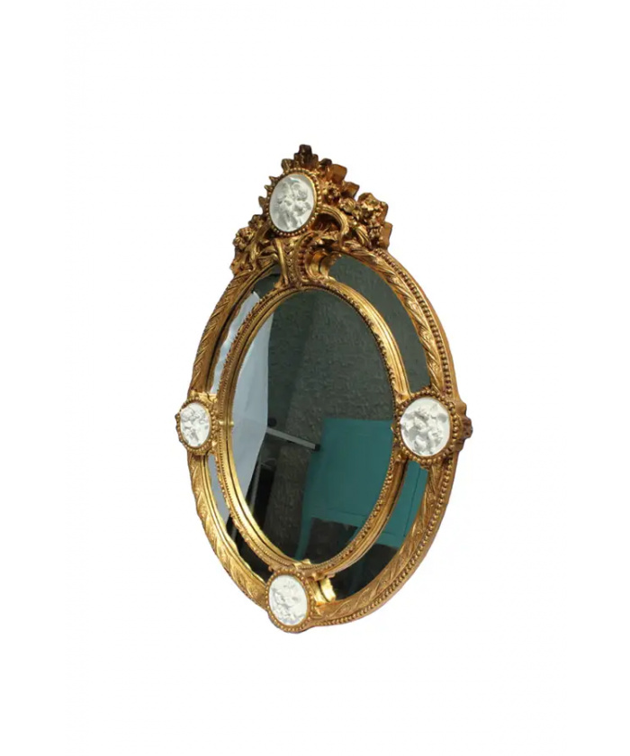 Vintage French Oval Cushion Mirror