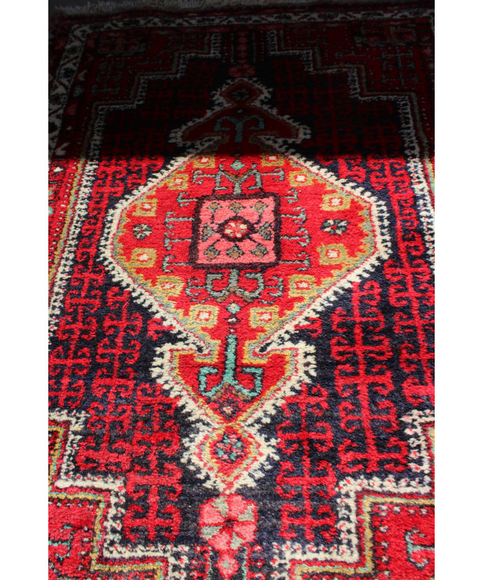 Vintage Persian Hand Knotted Geometric Floral Rug