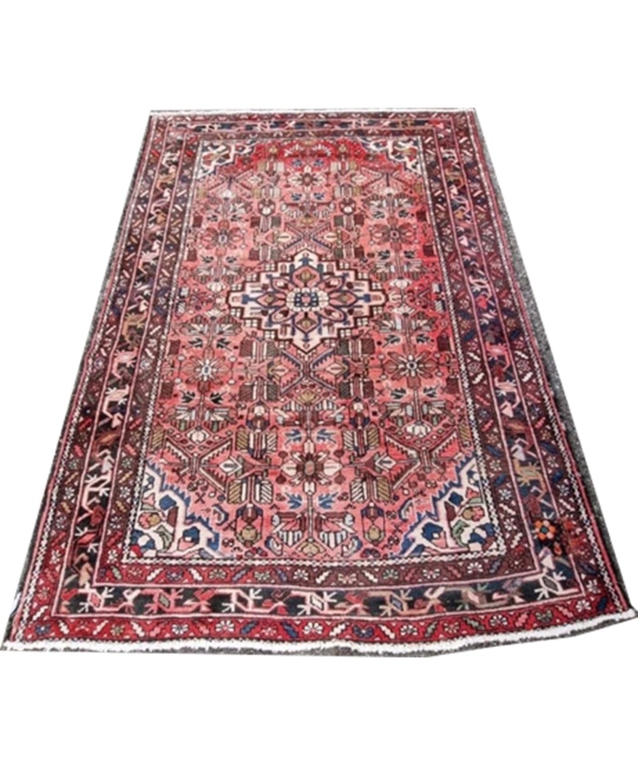 Vintage Persian Hand Knotted Geometric Floral Rug